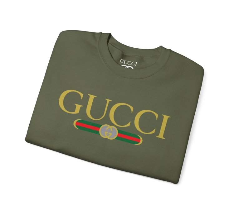 Gucci Gg Logo Military Green Sweatshirt - Size Usa