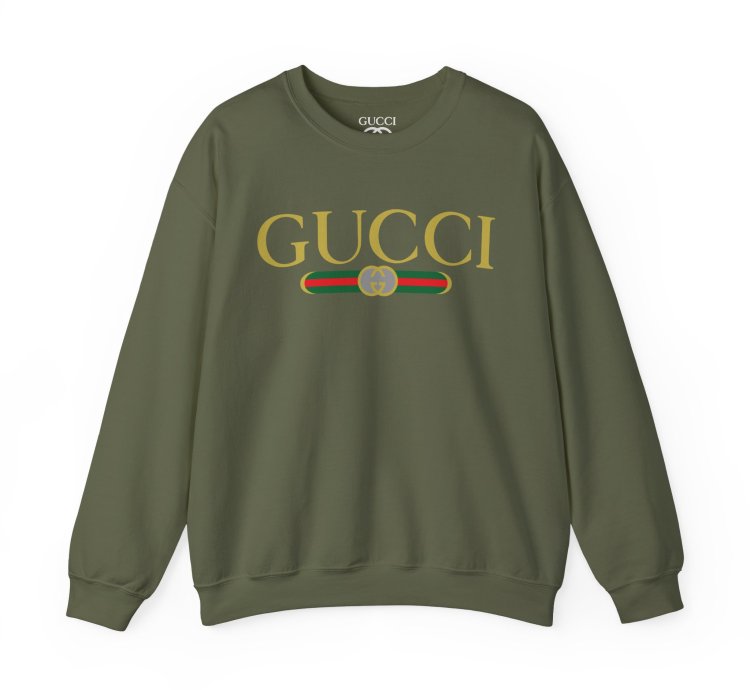 Gucci Gg Logo Military Green Sweatshirt - Size Usa