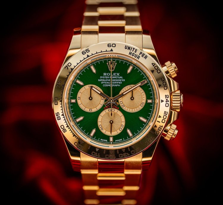 Rolex Daytona 2025 Rolex Daytona Cosmograph 126508 Yellow Gold Green Dial John Mayer Bnib