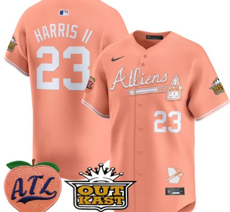 Michael Harris Ii Jersey 23 Atlanta Braves Atliens Peach Vapor Premier Limited Stitched Peach