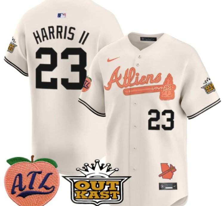 Michael Harris Ii Jersey 23 Atlanta Braves Atliens Peach Vapor Premier Limited Stitched Cream
