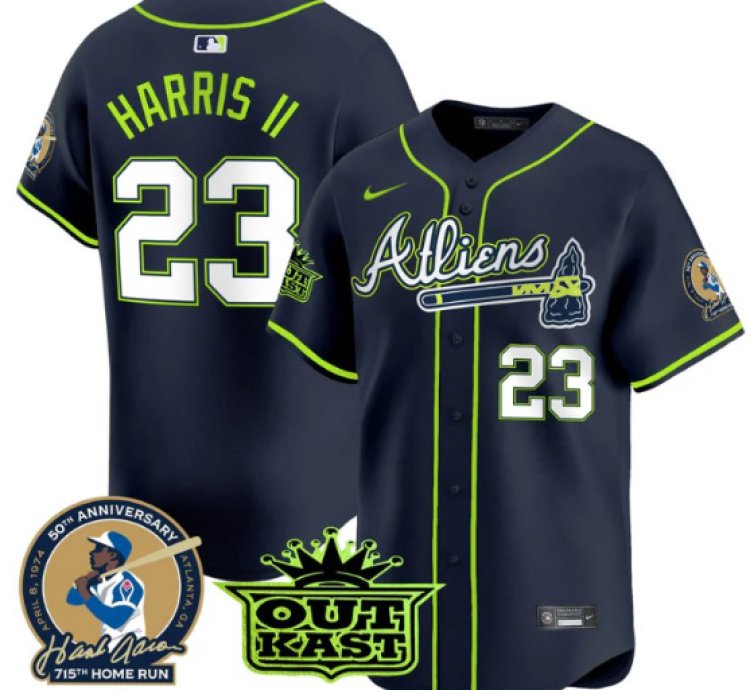 Michael Harris Ii Jersey 23 Atlanta Braves Atliens Hank Aaron Patch Limited Stitched