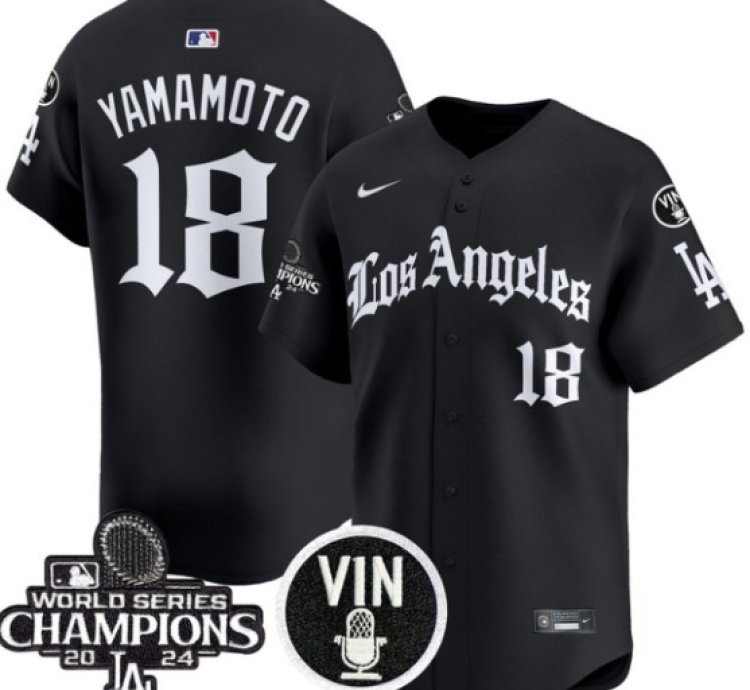 Yamamoto Jersey 18 Dodgers 2025 La Gothic Style Vapor Premier Limited Stitched Black