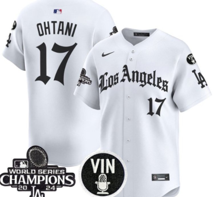Shohei Ohtani Jersey 17 Dodgers 2025 La Gothic Style Vapor Premier Limited Stitched White