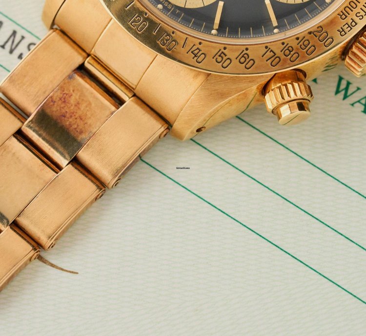 Rolex Daytona 6265 18k Yellow Gold - Black Dial And Champagne Counters - Full Set - Nos