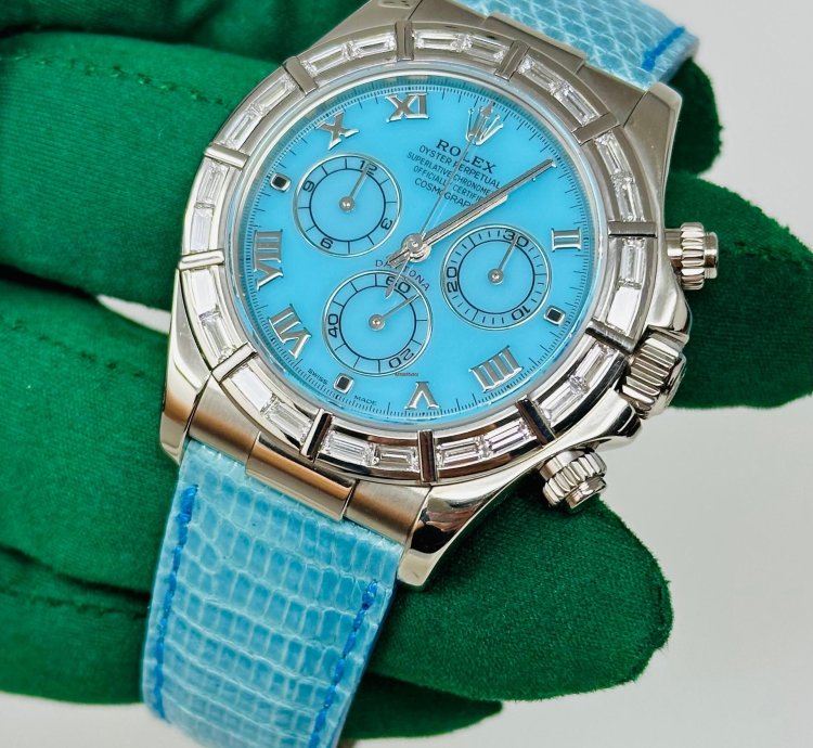 Rolex Daytona Beach Blue Daytona With Factory Baguette Bezel 116589br Extremely Rare