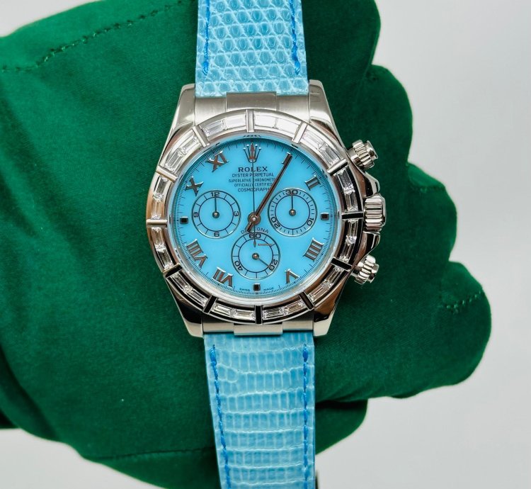 Rolex Daytona Beach Blue Daytona With Factory Baguette Bezel 116589br Extremely Rare