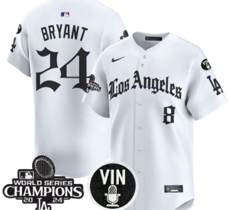 Kobe Bryant Jersey 24 Dodgers 2025 La Gothic Style Vapor Premier Limited Stitched White