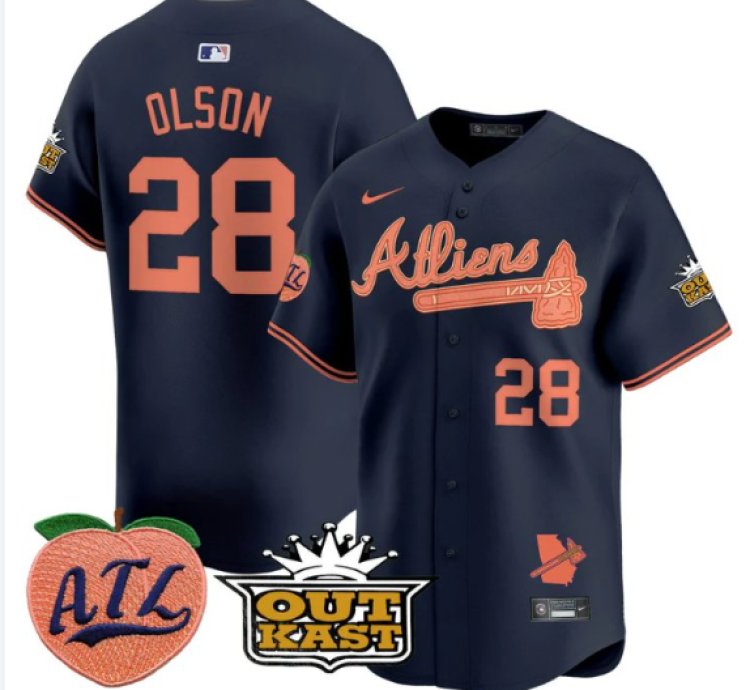 Matt Olson Jersey 28 Atlanta Braves Atliens Peach Vapor Premier Limited Stitched