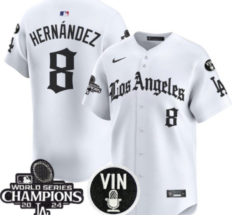 Kike Hernandez Jersey 8 Dodgers 2025 La Gothic Style Vapor Premier Limited Stitched White