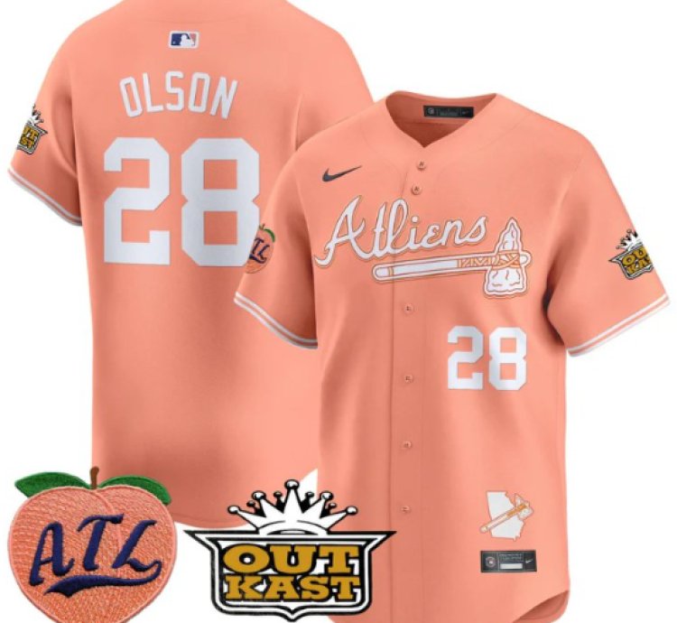 Matt Olson Jersey 28 Atlanta Braves Atliens Peach Vapor Premier Limited Stitched Peach