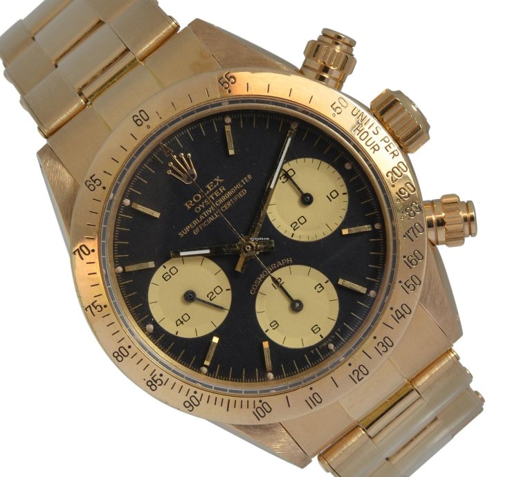 Rolex Daytona Cosmograph 6265 Daytona Black Dial Yellow Gold 18kt Full Set 1985