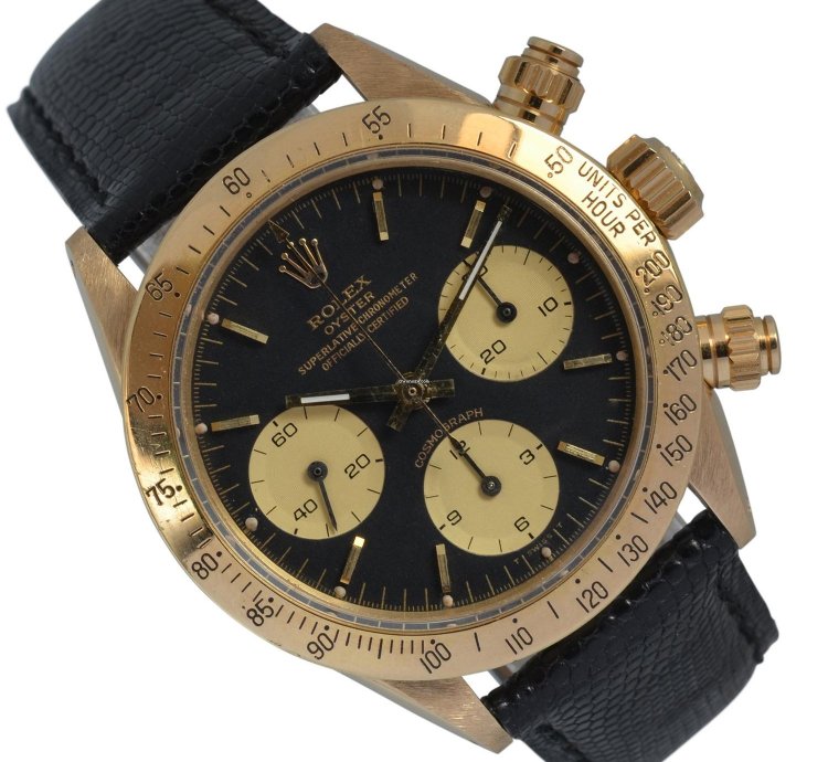 Rolex Daytona Cosmograph 6265 Daytona Black Dial Yellow Gold 18kt Full Set 1985