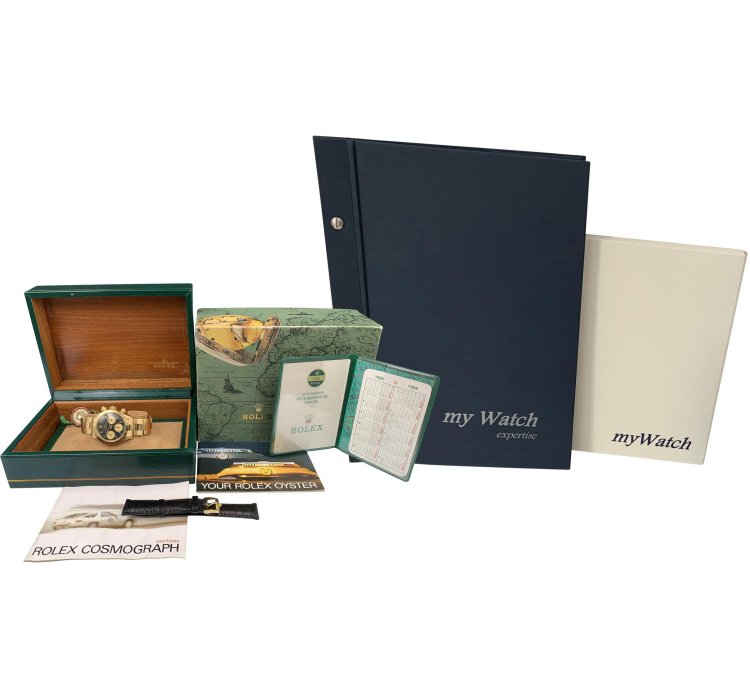 Rolex Daytona Cosmograph 6265 Daytona Black Dial Yellow Gold 18kt Full Set 1985
