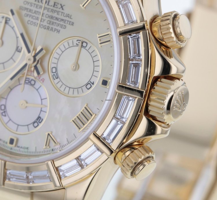 Rolex Daytona Cosmograph Daytona Gold 750 Nette Mit 24 Baguette Diamanten