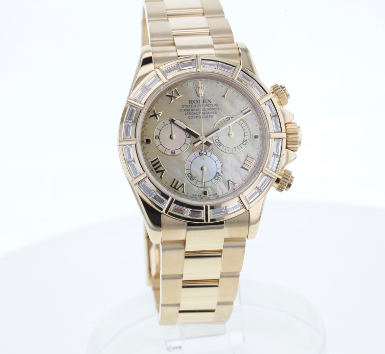 Rolex Daytona Cosmograph Daytona Gold 750 Nette Mit 24 Baguette Diamanten