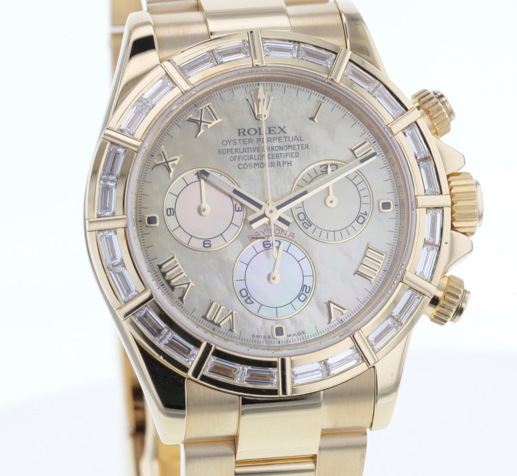 Rolex Daytona Cosmograph Daytona Gold 750 Nette Mit 24 Baguette Diamanten