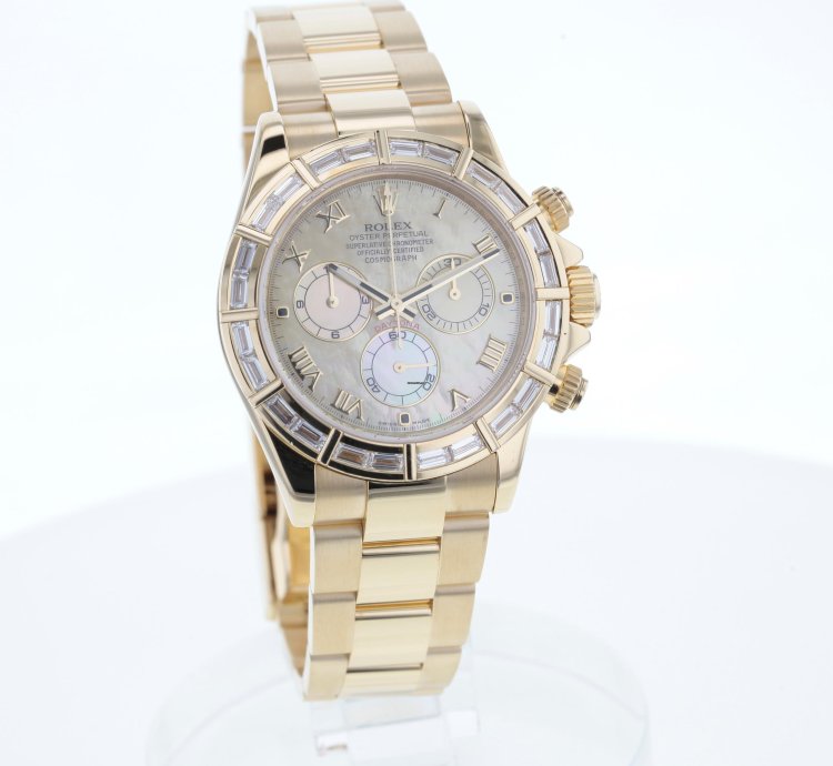 Rolex Daytona Cosmograph Daytona Gold 750 Nette Mit 24 Baguette Diamanten