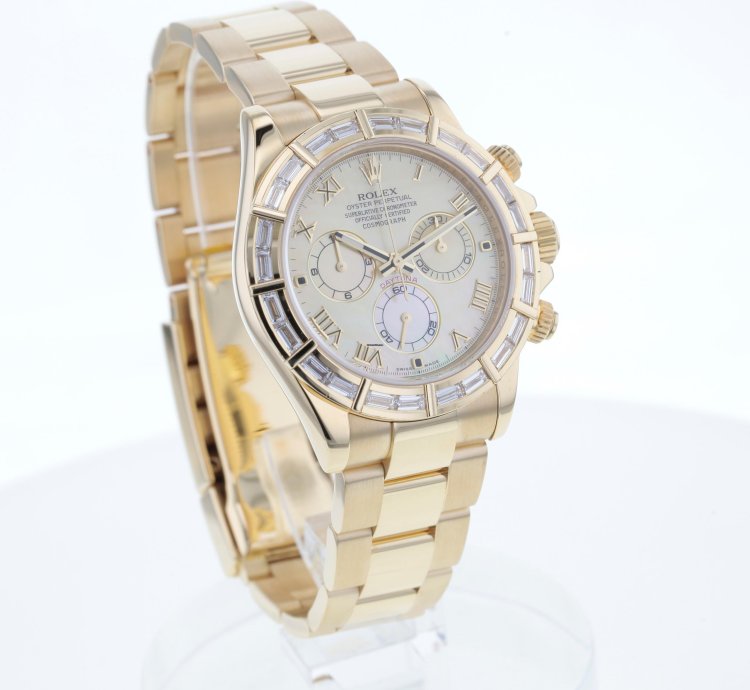 Rolex Daytona Cosmograph Daytona Gold 750 Nette Mit 24 Baguette Diamanten