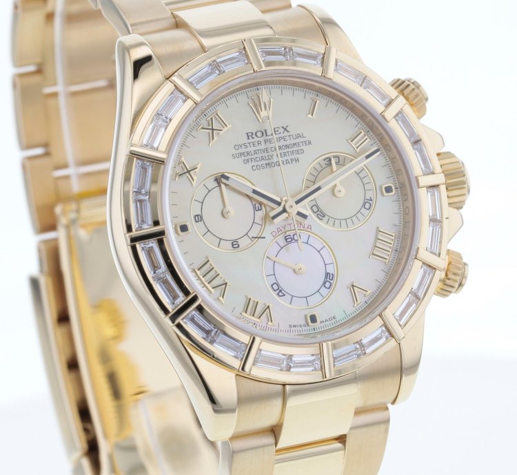 Rolex Daytona Cosmograph Daytona Gold 750 Nette Mit 24 Baguette Diamanten