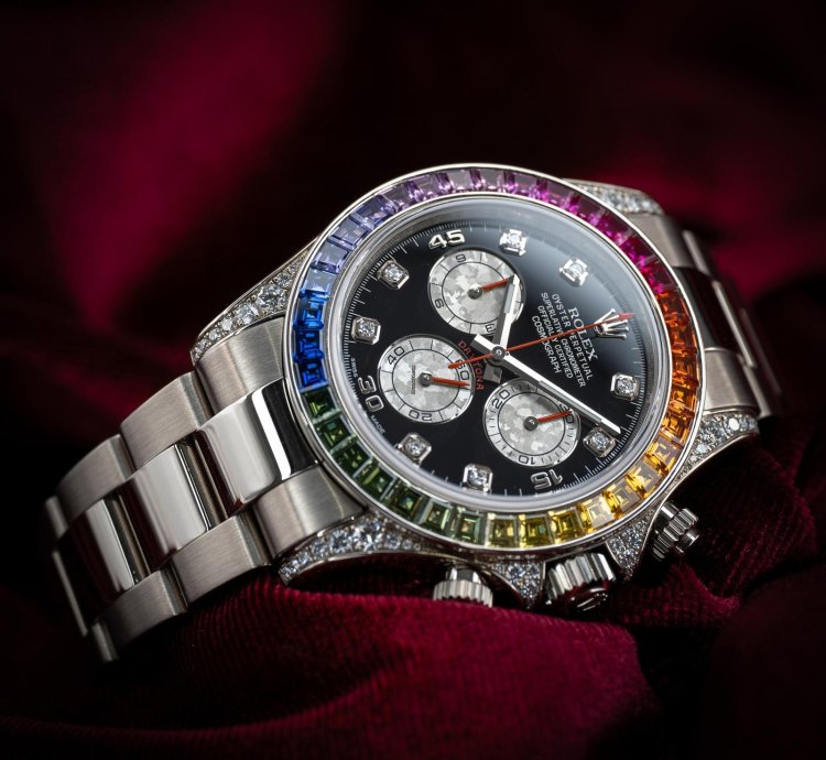 Rolex Daytona Cosmograph Daytona White Gold Rainbow Diamonds 116599rbow Box Papers