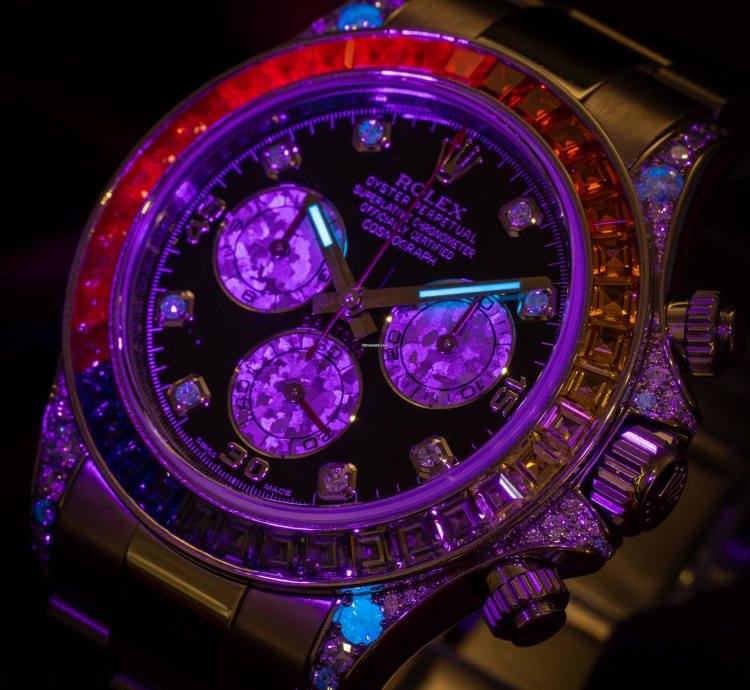 Rolex Daytona Cosmograph Daytona White Gold Rainbow Diamonds 116599rbow Box Papers