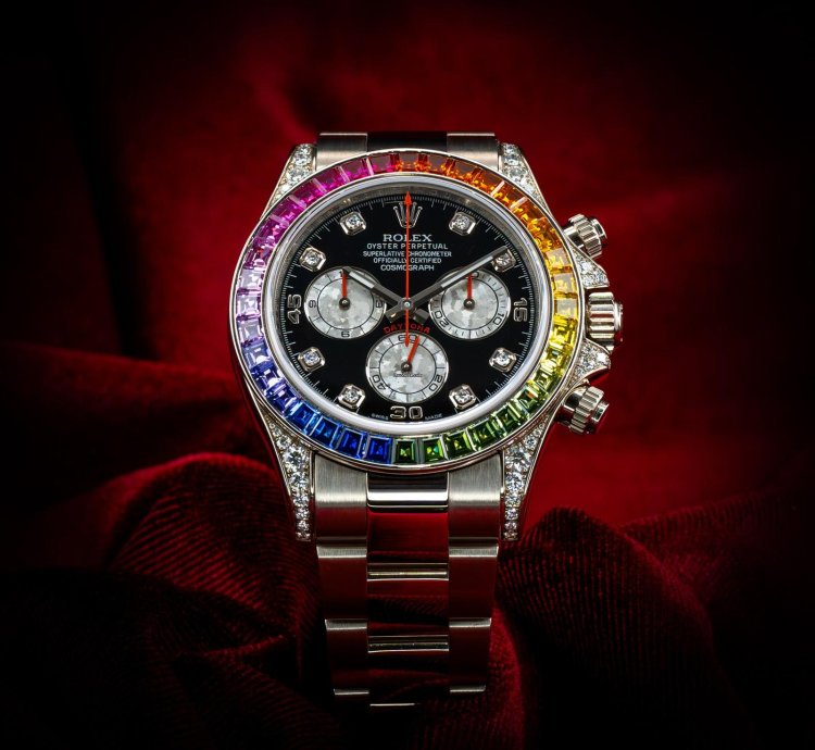 Rolex Daytona Cosmograph Daytona White Gold Rainbow Diamonds 116599rbow Box Papers