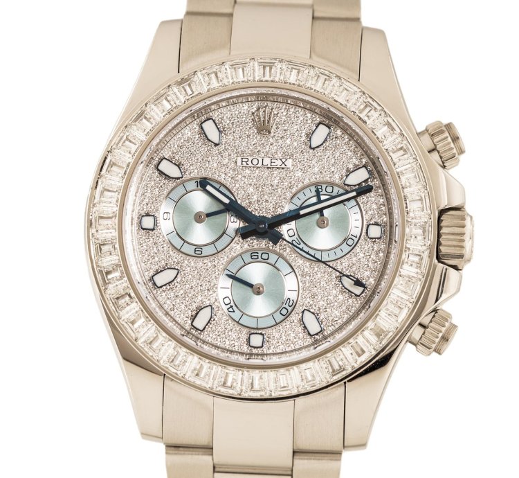 Rolex Daytona Cosmograph Ref 116576tbr 950 Platinum Diamond Setting On Bezel Dial Box Papers Bj-2015