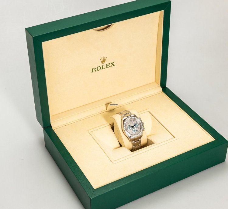 Rolex Daytona Cosmograph Ref 116576tbr 950 Platinum Diamond Setting On Bezel Dial Box Papers Bj-2015