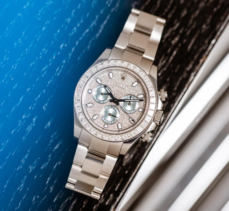 Rolex Daytona Cosmograph Ref 116576tbr 950 Platinum Diamond Setting On Bezel Dial Box Papers Bj-2015