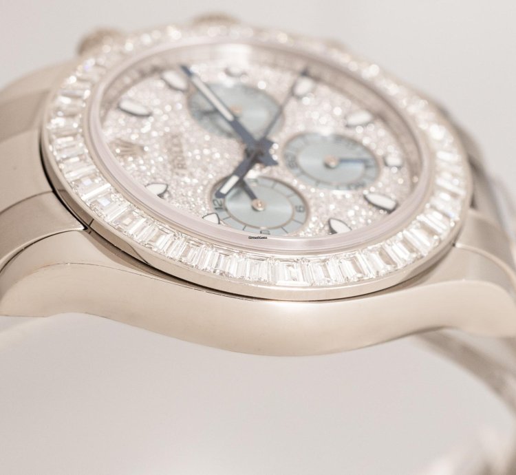 Rolex Daytona Cosmograph Ref 116576tbr 950 Platinum Diamond Setting On Bezel Dial Box Papers Bj-2015