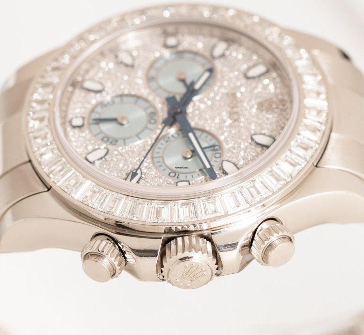 Rolex Daytona Cosmograph Ref 116576tbr 950 Platinum Diamond Setting On Bezel Dial Box Papers Bj-2015