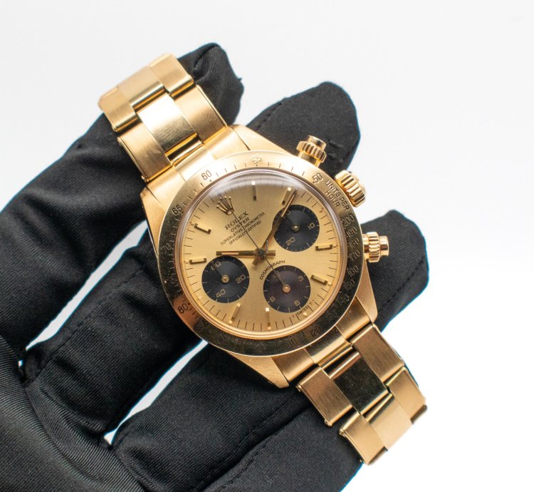 Rolex Daytona Full Set Daytona Yellow Gold Ref 6265 Champagne Dial