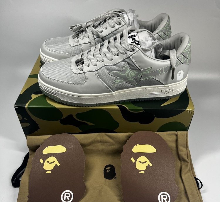 Bape Bape Sta 1 Text Code Camo Gray - Size 11