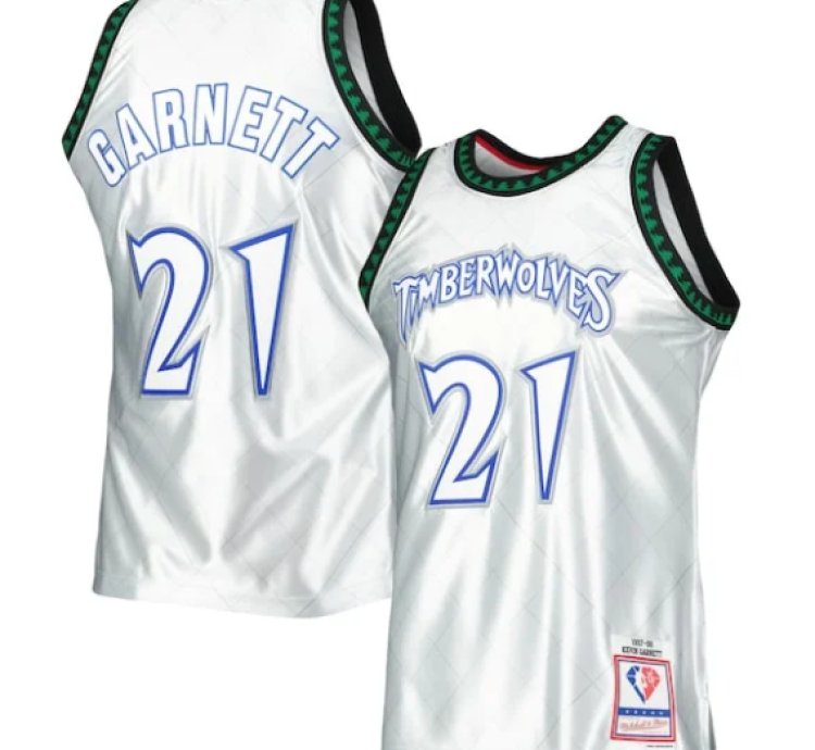 Kevin Garnett Minnesota Timberwolves 199798 Hardwood Classics 75th Anniversary Swingman Jersey - Platinum