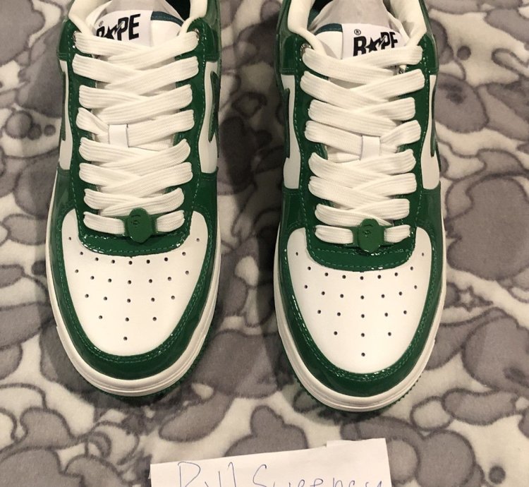 Bape Bapesta Low Green Patent Leather