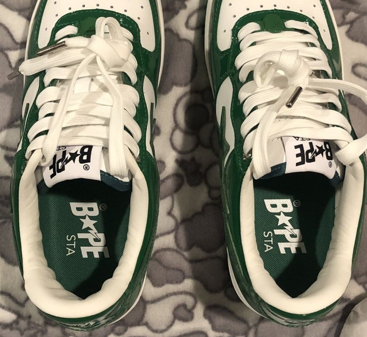 Bape Bapesta Low Green Patent Leather