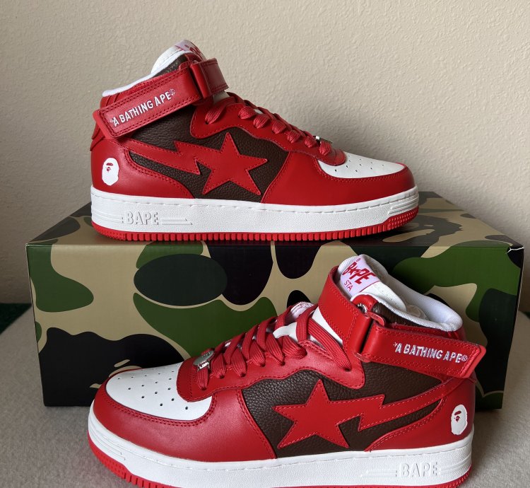 Bape Bapesta Mid M1 In Red