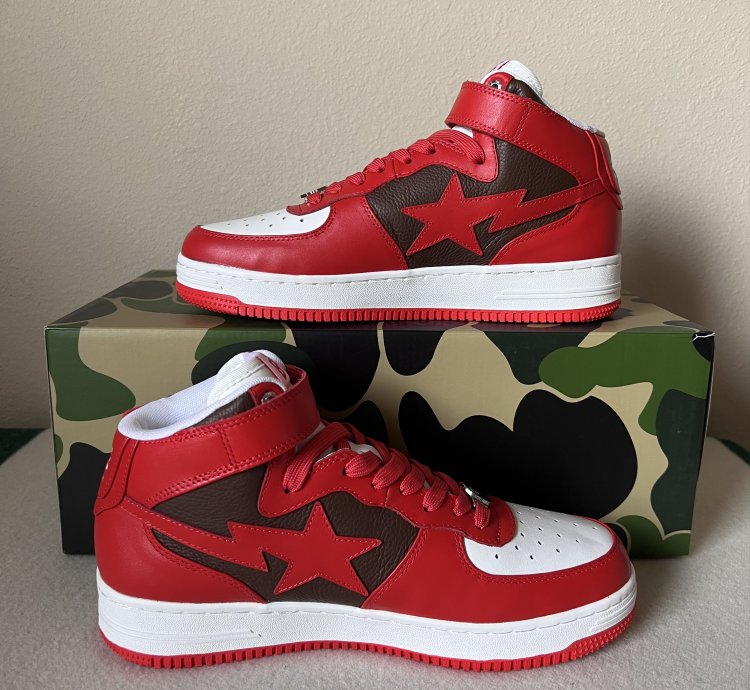 Bape Bapesta Mid M1 In Red