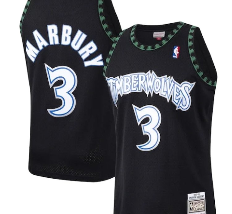 Stephon Marbury Minnesota Timberwolves 199798 Hardwood Classics Swingman Jersey - Black