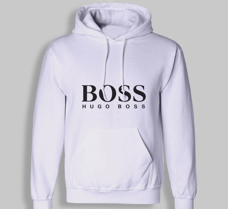 Hugo Boss Logo Unisex White Hoodie - Size Usa