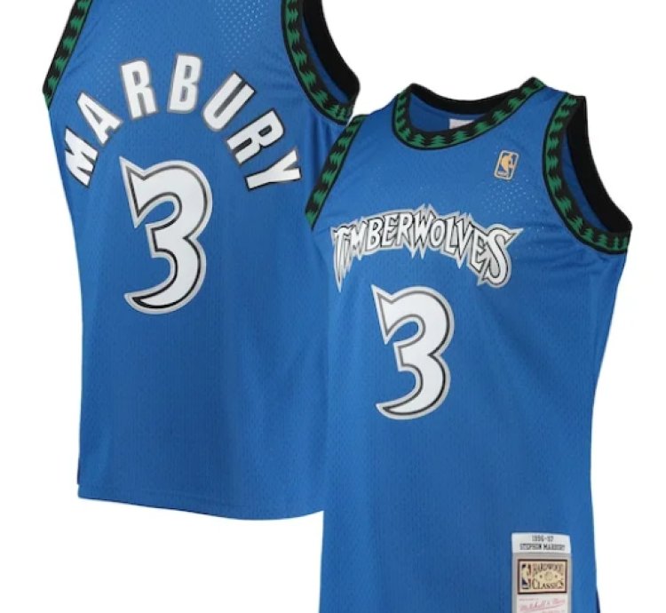 Stephon Marbury Minnesota Timberwolves 199697 Hardwood Classics Swingman Jersey - Blue