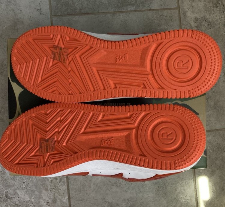 Bape Bapesta Patent Leather Orange White
