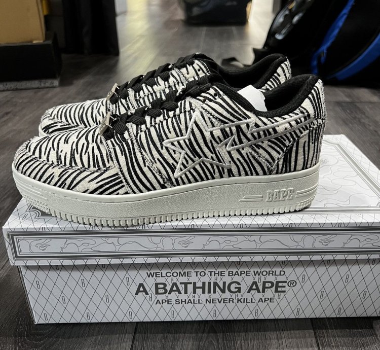 Bape Bapesta Zebra Print Sneaker Sz 9