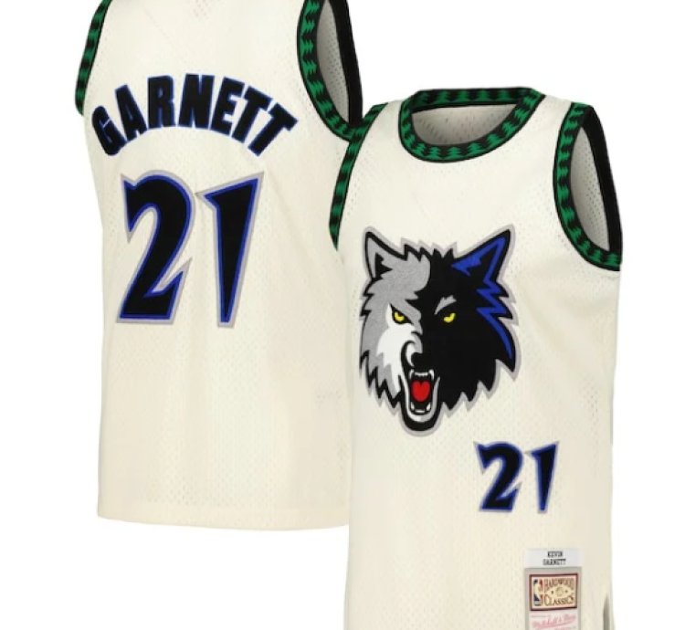 Kevin Garnett Minnesota Timberwolves Chainstitch Swingman Jersey - Cream