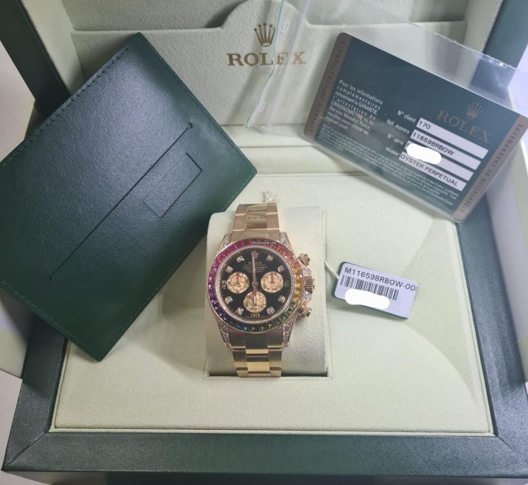 Rolex Daytona Rainbow 116598 Super Rare 100 Nos Full Set Full Stickers
