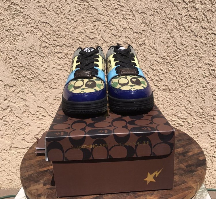 Bape Coach Rainbow Bapesta Size 5