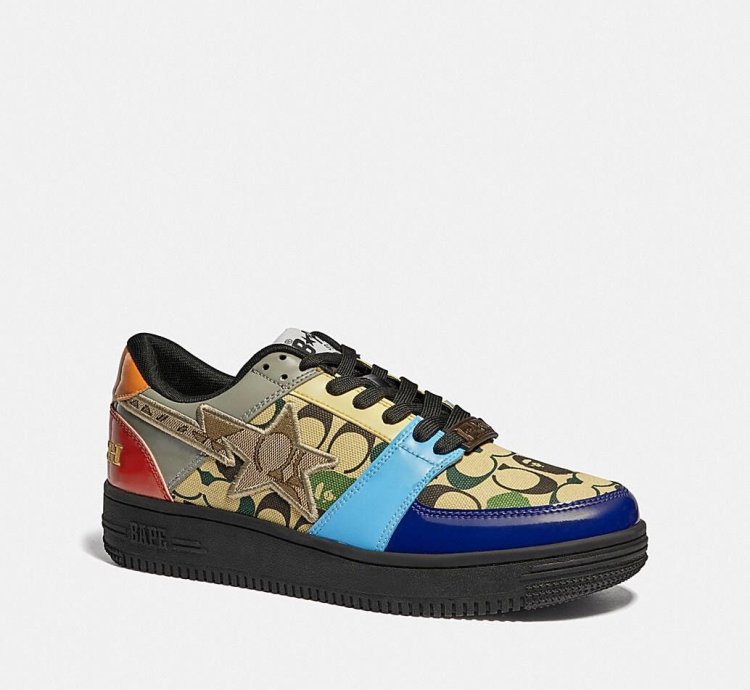 Bape Coach Rainbow Bapesta Size 5
