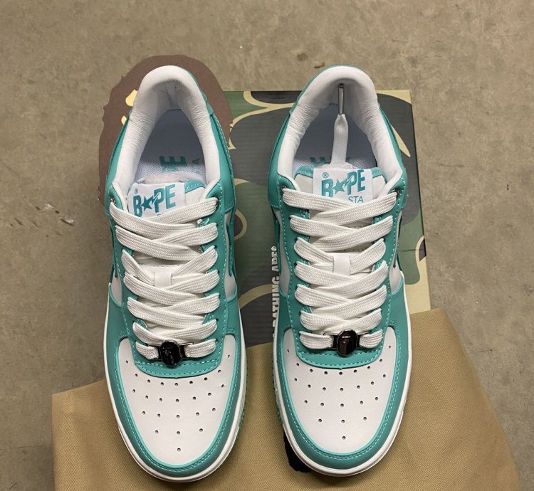 Bape Premium Leather Bapesta Green