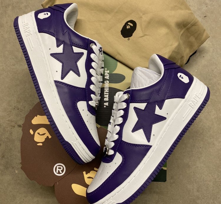 Bape Premium Leather Bapesta Purple